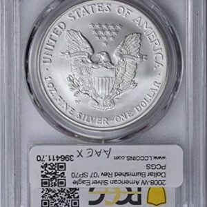 2008 W Burnished American Silver Eagle Reverse of 2007 Dollar SP70 PCGS