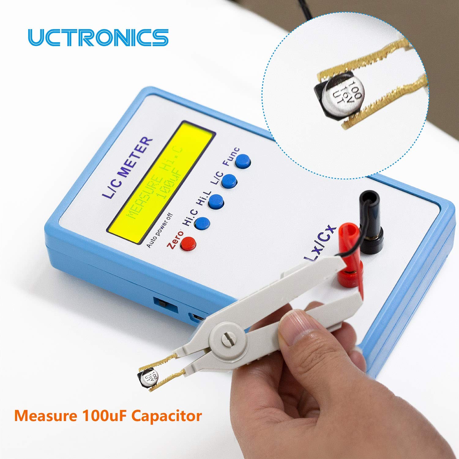 UCTRONICS High Precision Handheld LC Inductor Capacitor Tester, Inductive Capacitance Meter Kit, 1pF-100mF, 1uH-100H