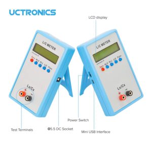 UCTRONICS High Precision Handheld LC Inductor Capacitor Tester, Inductive Capacitance Meter Kit, 1pF-100mF, 1uH-100H