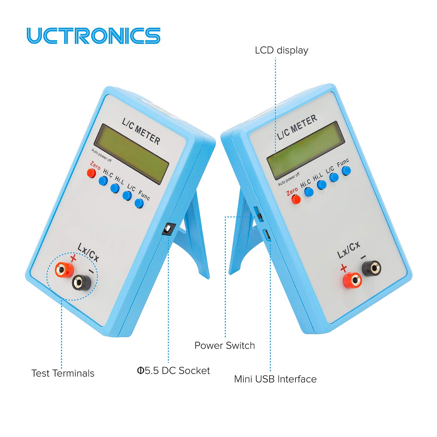 UCTRONICS High Precision Handheld LC Inductor Capacitor Tester, Inductive Capacitance Meter Kit, 1pF-100mF, 1uH-100H