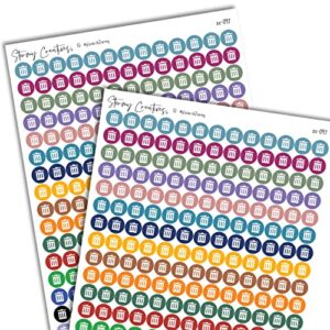 small trash logo icon stickers decorative planning, 468 stickers, 0.3" diameter, multicolor, personal planner