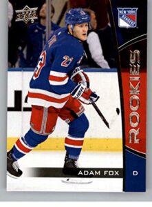 2019-20 upper deck nhl rookie box set #9 adam fox new york rangers official ud hockey trading card