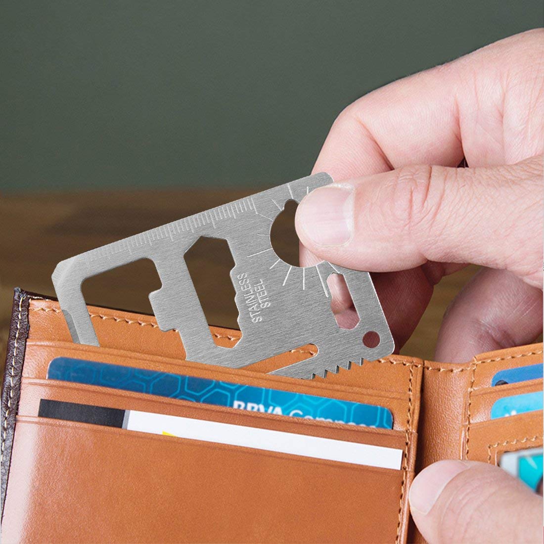11 in 1 Tools For Men Beer Opener Survival Tool Credit Card Size Fits For Wallet Pocket (5Pack)