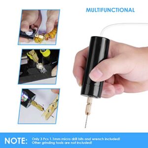 Portable Mini Electric Hand Drills, Micro USB Handheld Drill with 3pc Bits DC 5V and 1 Pc Wrench for Crafts like Resin Plastic Wood Polymer Clay DIY Jewelry Keychain & Pendant Making Supplies