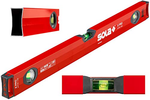 SOLA LSX59 X PRO Aluminum Box Profile Spirit Level with 3 60% Magnified Vials, 59-Inch