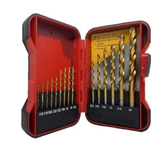 SVY 15 Pieces High Speed Steel Drill Bits Set, 135 Degree Split Point Geometry M-2 High Speed Steel Drill Bits Set for Metal, Wood, Angle Iron, PVC, Plastic, Suitable for Working Pants