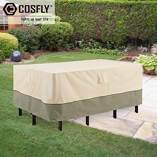 COSFLY Patio Furniture Covers Waterproof for Table and Chairs, Outdoor Table Cover Rectangular - Fits up to 90 x 64 x 28 inches (L x W x H)