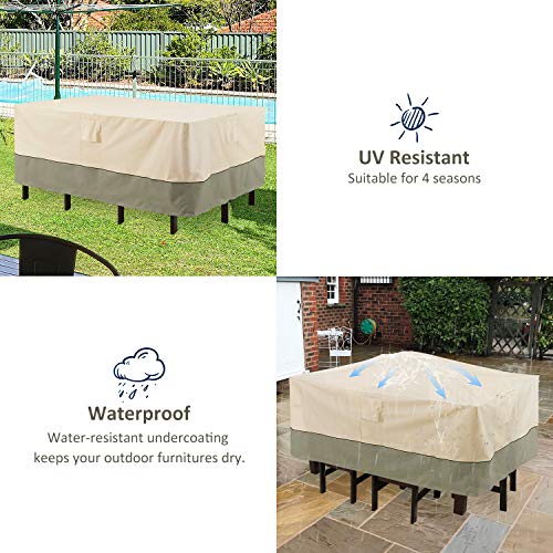 COSFLY Patio Furniture Covers Waterproof for Table and Chairs, Outdoor Table Cover Rectangular - Fits up to 90 x 64 x 28 inches (L x W x H)