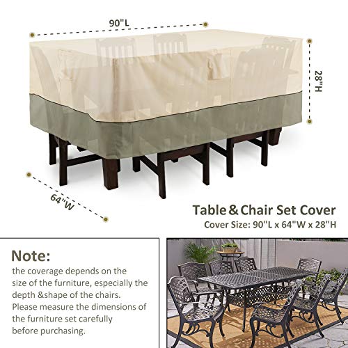 COSFLY Patio Furniture Covers Waterproof for Table and Chairs, Outdoor Table Cover Rectangular - Fits up to 90 x 64 x 28 inches (L x W x H)