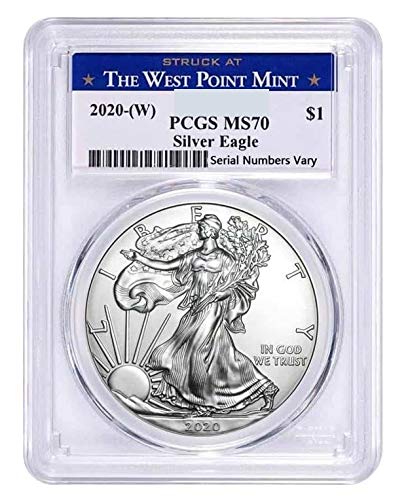 2020 No Mint Mark Silver Eagle Minted Westpoint Mint MS-70 By PCGS $1 PCGS MS-70