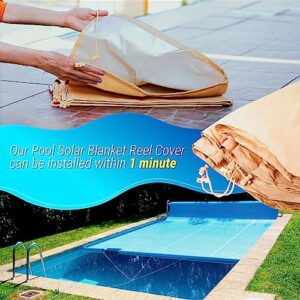 Solar Pool Covers for Inground Pools, Pools Reel up to 18FT, Heavy Duty Waterproof Solar Blanket Cover for Pool
