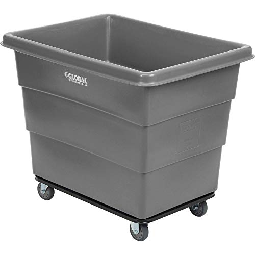 Global Industrial 12 Bushel Plastic Bulk Box Truck, Steel Chassis Base, Gray, 38-2/5"L x 28-9/10"W x 33" H