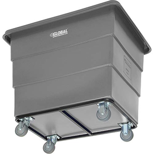 Global Industrial 12 Bushel Plastic Bulk Box Truck, Steel Chassis Base, Gray, 38-2/5"L x 28-9/10"W x 33" H