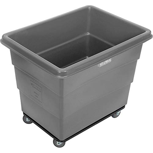 Global Industrial 12 Bushel Plastic Bulk Box Truck, Steel Chassis Base, Gray, 38-2/5"L x 28-9/10"W x 33" H