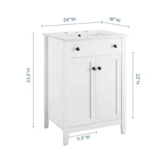 Modway Nantucket 24" Bathroom Vanity in White, 24 Inch