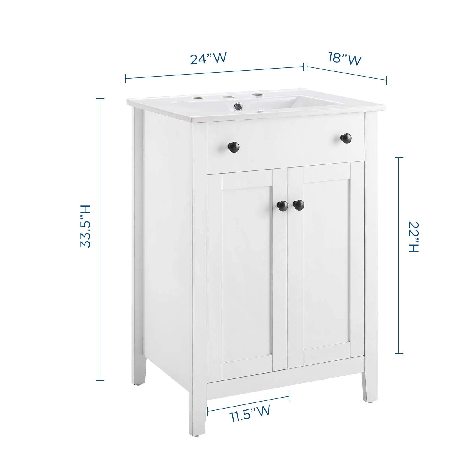 Modway Nantucket 24" Bathroom Vanity in White, 24 Inch