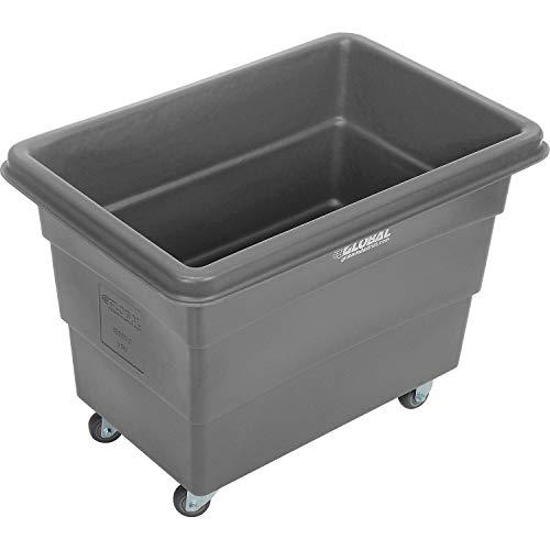 Global Industrial 8 Bushel Plastic Bulk Box Truck, Direct Mount Base, Gray, 33-3/10"L x 24-3/5"W x 27-2/5"H