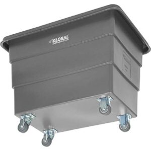 Global Industrial 8 Bushel Plastic Bulk Box Truck, Direct Mount Base, Gray, 33-3/10"L x 24-3/5"W x 27-2/5"H