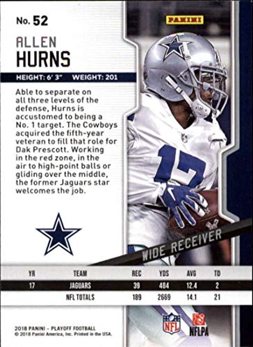 2018 Panini Playoff Football #52 Allen Hurns Dallas Cowboys Official NFL Trading Card