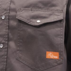 Titicaca FR Shirt for Men Pearl Snaps Flame Resistant 100% C 7.5oz Gray Welding Shirt