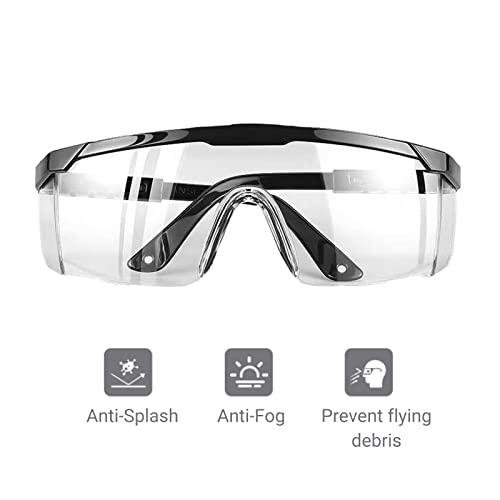 PETLESO Safety Glasses, Anti Fog Safety Goggles Eye Protection Clear Glasses for Work Lab, Black