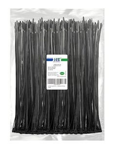 hs plastic zip wire ties black nylon cable zip ties for fencing travel outdoor purpose, cable ties 14 inch 50 lbs uv resistant 500 pieces
