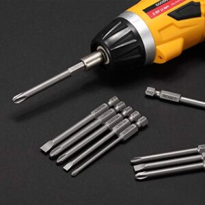 REXBETI 12 Piece Slotted Phillips Screwdriver Bit Set, 1/4 Inch Hex Shank S2 Steel Magnetic 3 Inch Long Drill Bits (Slotted Set)