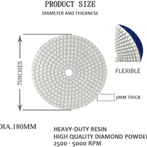 1Pc 7 inch Diamond Polishing Pad Wet/Dry Tile Polishing Pad for Grinder,for Concrete Marble Quartz Stone Countertop Granite Polishing. (Grit 30)