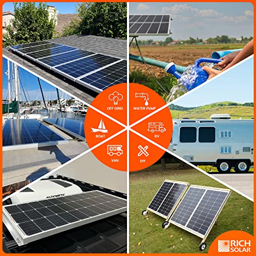 RICH SOLAR 200 Watts 12 Volts Monocrystalline Solar Kit with 2 Pack of 100W Solar Panel+ 20A MPPT Charge Controller+ 15A Inline Fuse Holder