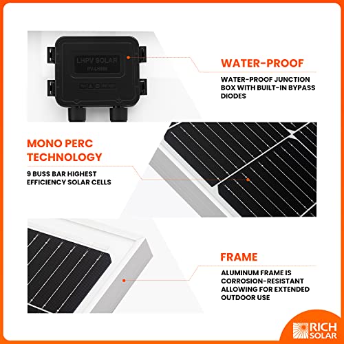 RICH SOLAR 200 Watts 12 Volts Monocrystalline Solar Kit with 2 Pack of 100W Solar Panel+ 20A MPPT Charge Controller+ 15A Inline Fuse Holder