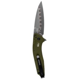 Kershaw Dividend Pocketknife, Olive, 3" CPM D2 and Bohler N690 Composite Drop PointBlade, Assisted Flipper Opening