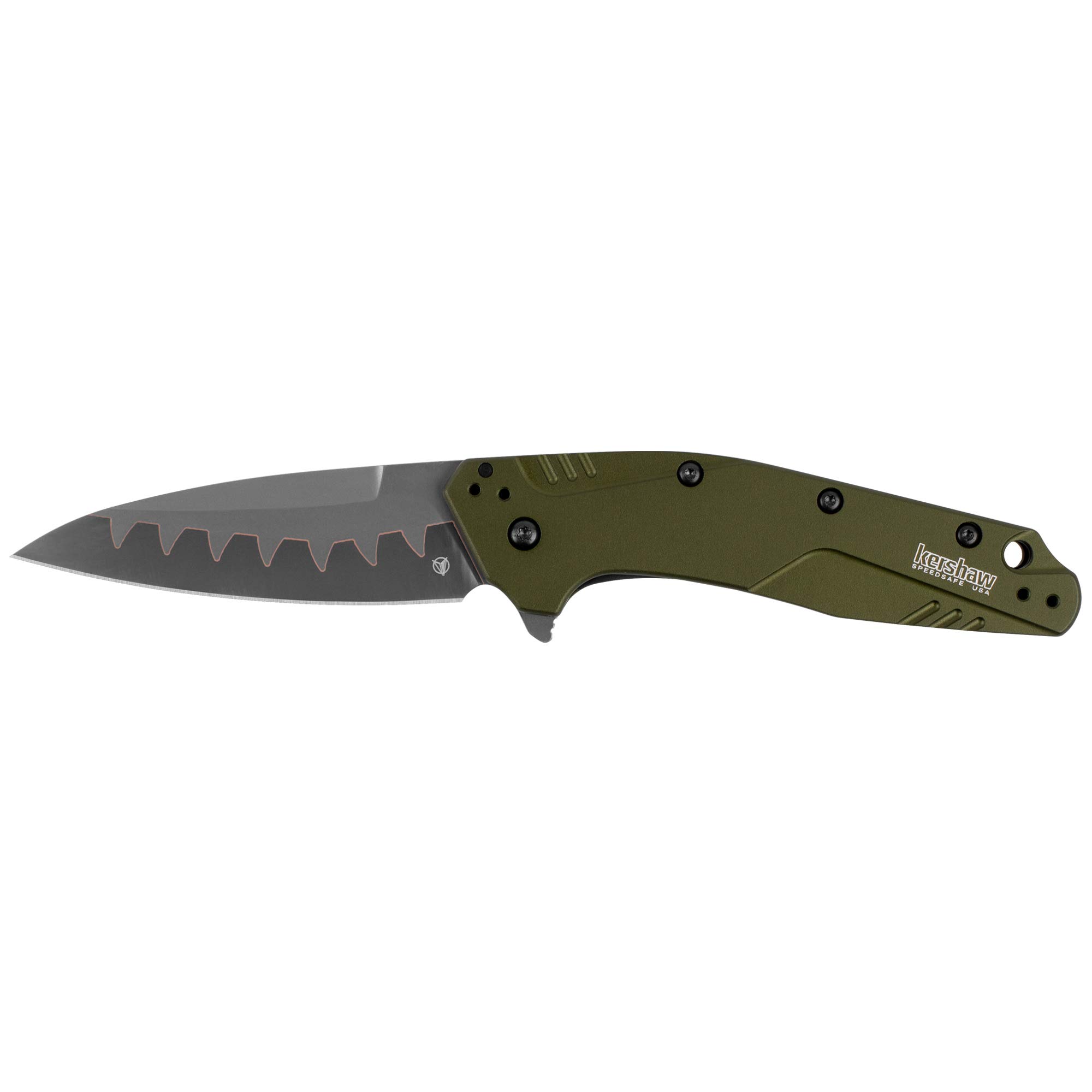 Kershaw Dividend Pocketknife, Olive, 3" CPM D2 and Bohler N690 Composite Drop PointBlade, Assisted Flipper Opening