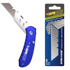 Rapid Edge Extend-A-Blade Utility Knife with Double Length Serrated Utility Blades