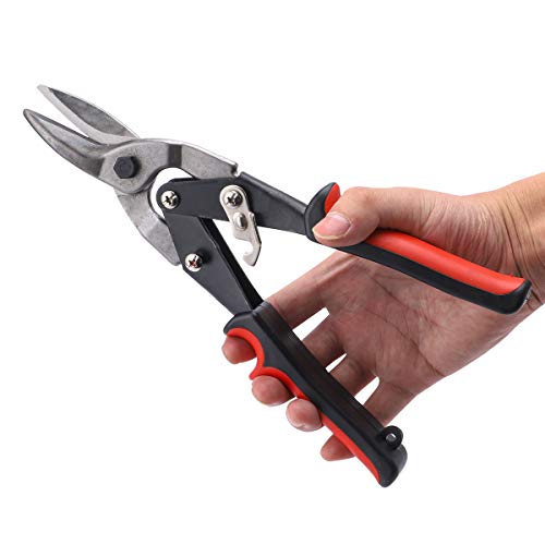 Aviation Snip - Straight Cut Tin Snips Cutting Metal Shears with Forged Tooth-Ripple Blade Cutting Steel Tool for Steel Aluminum Leather Copper