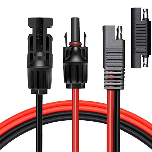 iMESTOU 2PCS 10 AWG SAE Adapter Solar Connector Cable 60 cm/ 24 inch with SAE Polarity Reverse Connector for RV Solar Panel