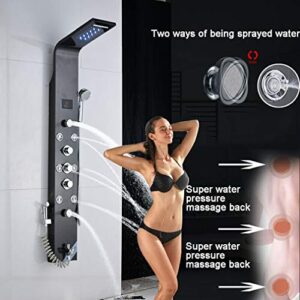 FUZ Shower wall Panel Tower System,7-Function Shower System Set Rainfall Waterfall LED Shower Head+Handheld Sprayer+Massage Body Jets+Tub Spout+Bidet Tap,Oil Rubbed Bronze