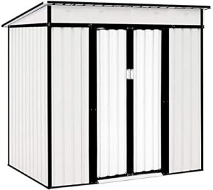 solaura 6'x4' outdoor vented storage shed garden backyard tool steel cabin (white)