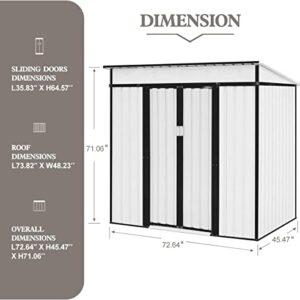 SOLAURA 6'x4' Outdoor Vented Storage Shed Garden Backyard Tool Steel Cabin (White)