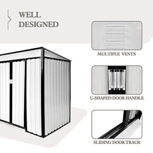 SOLAURA 6'x4' Outdoor Vented Storage Shed Garden Backyard Tool Steel Cabin (White)