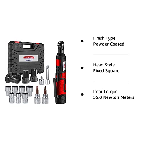 Dobetter Cordless Ratchet Wrench 3/8 Electric Ratchet Wrench Set, 55 N·m Power Ratchet Tool with (2) 2 Ah Lithium Batteries, 7 Sockets, 2 Screwdrivers, 1 Extender, 1/4 Adapter, Quick Charger -DBCRW12