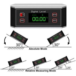 eOUTIL Digital Level Angle Finder Waterproof IP65 Protractor Angle Gauge Inclinometer with V-Groove Magnetic Base/0~360 Degree