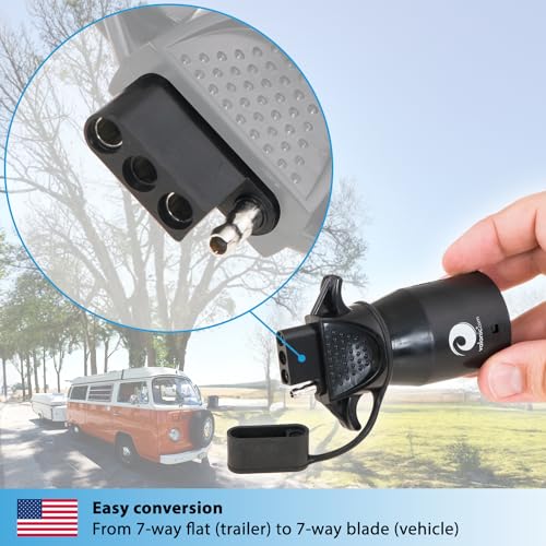 valonic Trailer Plug Adapter - with dust Cover - 7 Way Blade to 4 Way Flat - Trailer Connector for Trailer Light - 7 pin to 4 pin - Female