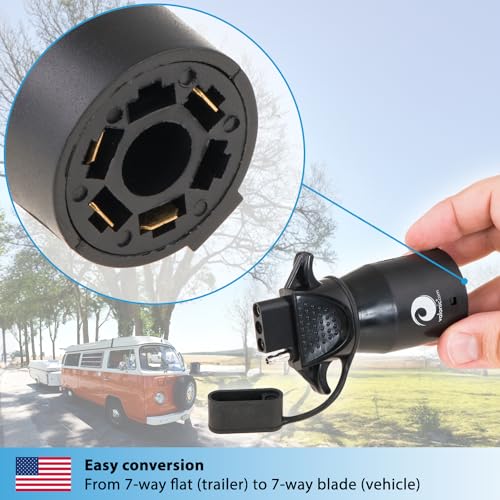 valonic Trailer Plug Adapter - with dust Cover - 7 Way Blade to 4 Way Flat - Trailer Connector for Trailer Light - 7 pin to 4 pin - Female