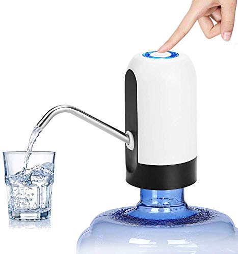 Amazing 7 Electric Water Bottle Pump, BPA Free Automatic Drinking Water Dispenser, USB Charging, Low Noise, Fits 5 Gallon 2.16-inch Neck Water Coolers (White)