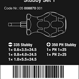 Wera 05008870001 Stubby Set 1 Screwdriver set, 5 pieces