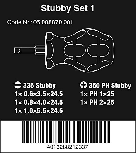 Wera 05008870001 Stubby Set 1 Screwdriver set, 5 pieces