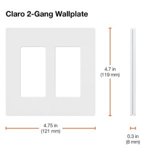 Lutron CW-2-WH-2 White Claro 2 Gang Decorator Wallplate (2 Pack) | CW-2-WH Count