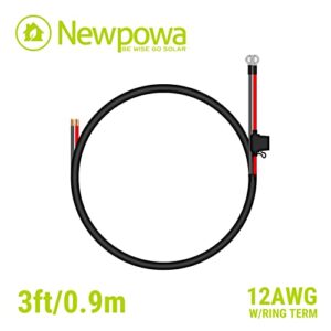 Newpowa red Black Extension Cable and Battery Cable with Fuse (Battery Cable W/ 30A Fuse)