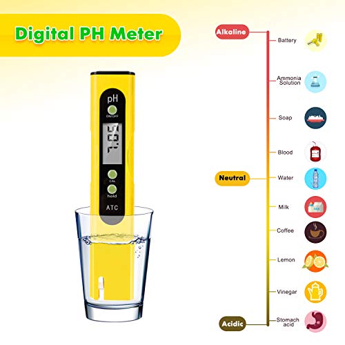 Digital pH Tester - High Accuracy pH Meter for Drinking Water Aquarium and Hydroponics