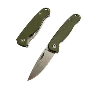 Small Keychain Thin Lightweight Pocket Knife for Kids, Men, Women Everyday Carry, Stainless Steel Blade G10 Handle Mini Pocket Folding Knife for Camping, Hunting, Survival, Outdoors (Green-B) …